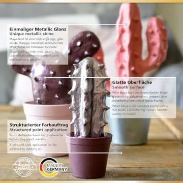 Viva Decor Maya Gold (Emerald) 1.52 Fl Oz - Shiny metallic acrylic paint for creative works on wood, glass, and porcelain. Impact-resistant, smudge-proof, and weatherproof for long-lasting results