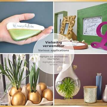 Viva Decor Maya Gold (Emerald) 1.52 Fl Oz - Shiny metallic acrylic paint for creative works on wood, glass, and porcelain. Impact-resistant, smudge-proof, and weatherproof for long-lasting results