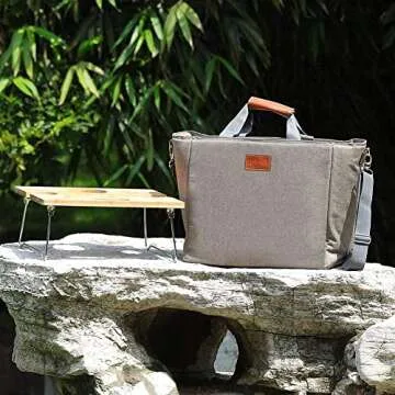 INNO STAGE 40L Large Insulated Cooler Tote, XL Portable Wine Carrier Bag Picnic Cooler Bag with Portable Bamboo Wine Snack Table with 2 Positions - Best