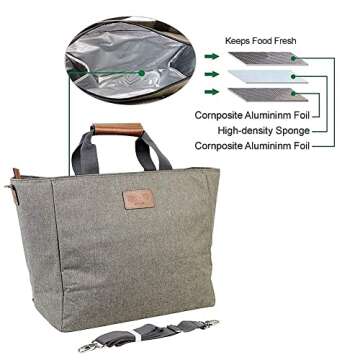INNO STAGE 40L Large Insulated Cooler Tote, XL Portable Wine Carrier Bag Picnic Cooler Bag with Portable Bamboo Wine Snack Table with 2 Positions - Best