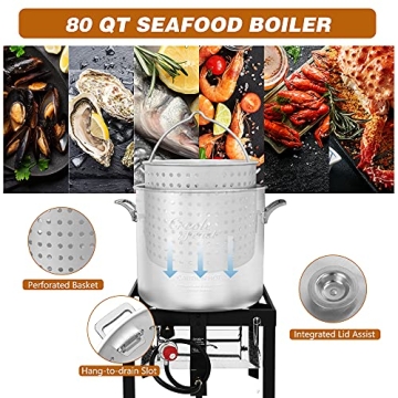 Creole Feast 80 Qt Seafood Boil Kit with Burner