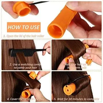 CLIONE 60pcs Perm Rods Set for Natural Hair Plastic Cold Wave Rod Non-Slip Hair Rollers 0.87 Inch Orange Perm Rods for Long Short Hair Curling Rods Hair Perms for Women Hair Curlers DIY Tools