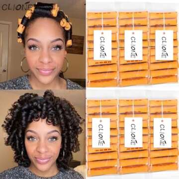CLIONE 60pcs Perm Rods Set for Natural Hair Plastic Cold Wave Rod Non-Slip Hair Rollers 0.87 Inch Orange Perm Rods for Long Short Hair Curling Rods Hair Perms for Women Hair Curlers DIY Tools
