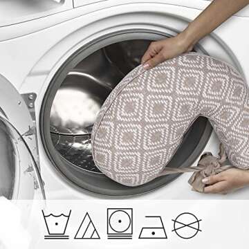 Boppy Anywhere Travel Nursing Pillow, Latte Rattan, Plus Sized to Petite with Stretch Belt, Portable Nursing Pillow, Breastfeeding and Bottle-Feeding Support, Machine Washable