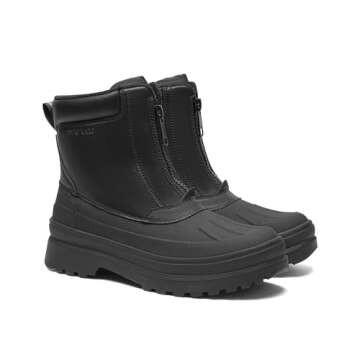 Bruno Marc Men's Insulated Waterproof Snow Boots Warm Winter Outdoor Hiking Work Boot,Black,Size 9.5,SBSB2304M