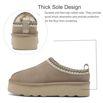 SMajong Women Winter Snow Boots Thickened Flat Boots Fur Lined Warm Durable Shoes Home Slippers Casual Shoes Beige 10.5 US (sole size 43)