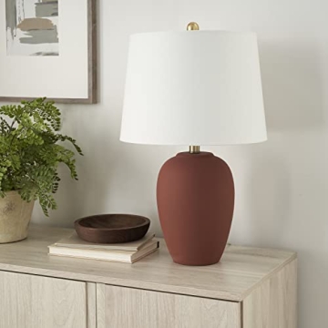 Nourison 23" Rust Orange Ceramic Pot Table Lamp