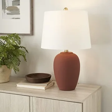 Nourison 23" Rust Orange Ceramic Pot Table Lamp