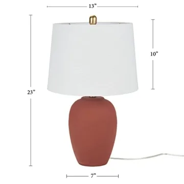 Nourison 23" Rust Orange Ceramic Pot Table Lamp