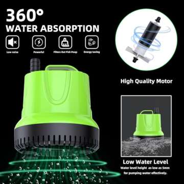FREESEA Fountain Submersible Water Pump: 845 GPH 60W Small Sump Pump for Outdoor Pond Hydroponic Statuary Waterfall Aquarium Fish Tank