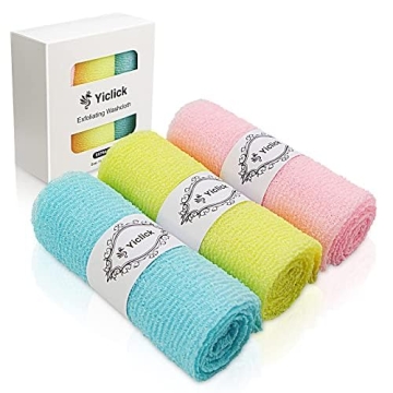 Yiclick Exfoliating Washcloth Towel [3 Pack], Japanese Exfoliating Bath Wash Cloth for Body Exfoliat...