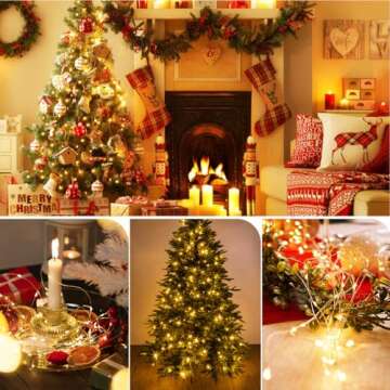 4 Pack Fairy Lights Battery Operated with Remote, Each 39Ft 120LED Battery Powered String Lights with Timer, 8 Modes Waterproof Twinkle Christmas Lights for Bedroom Party Indoor Mason, Warm White