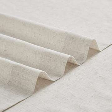 Vision Home Natural Pinch Pleated Semi Sheer Curtains Textured Linen Blended Light Filtering Window Curtains 84 inch for Living Room Bedroom Patio Pinch Pleat Drapes with Hooks 1 Panel 84" Wx84 L