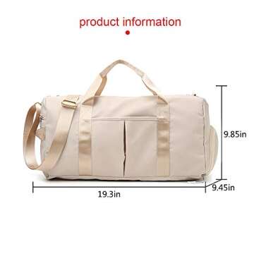 Versatile Sports Gym Bag with Wet & Shoe Storage - Beige 29L