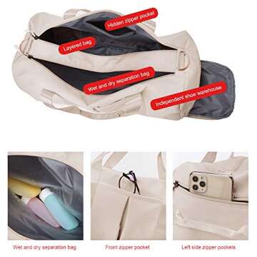 Stylish Waterproof Gym Bag with Shoe Compartment for Women