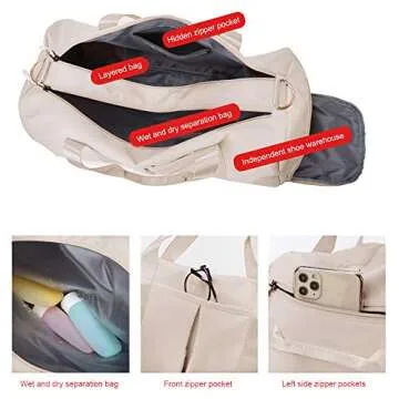 Stylish Waterproof Gym Bag with Shoe Compartment for Women