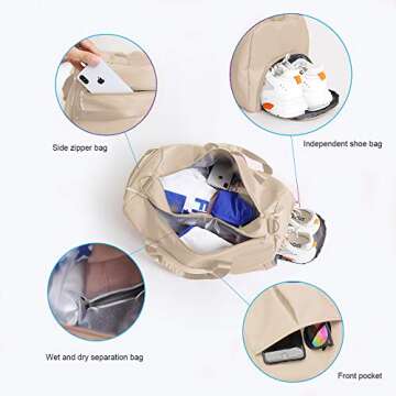 Stylish Waterproof Gym Bag with Shoe Compartment for Women