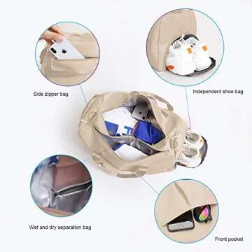 Stylish Waterproof Gym Bag with Shoe Compartment for Women