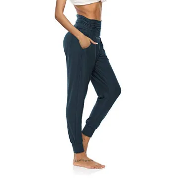 DIBAOLONG Womens Yoga Sweatpants Loose Workout Joggers Pants Comfy Lounge Pants with Pockets Navy M