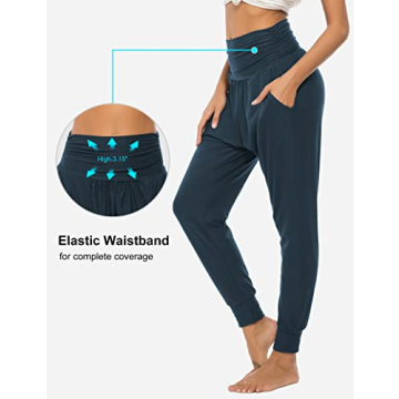 DIBAOLONG Womens Yoga Sweatpants Loose Workout Joggers Pants Comfy Lounge Pants with Pockets Navy M