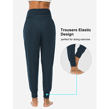 DIBAOLONG Womens Yoga Sweatpants Loose Workout Joggers Pants Comfy Lounge Pants with Pockets Navy M