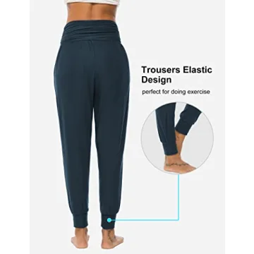 DIBAOLONG Womens Yoga Sweatpants Loose Workout Joggers Pants Comfy Lounge Pants with Pockets Navy M