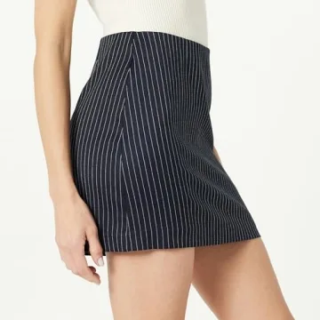 The Drop Women’s Caen Mini Skirt in Navy Pinstripe