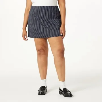 The Drop Women’s Caen Mini Skirt in Navy Pinstripe