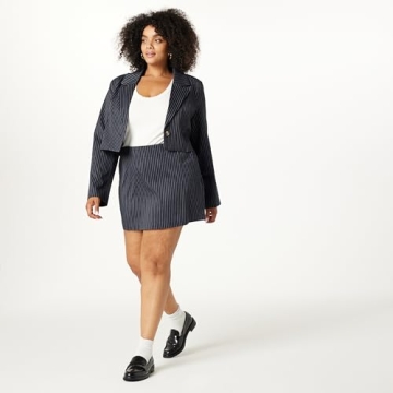 The Drop Women’s Caen Mini Skirt in Navy Pinstripe