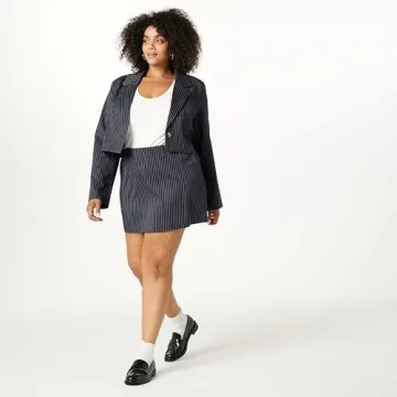 The Drop Women’s Caen Mini Skirt in Navy Pinstripe
