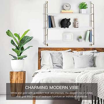 BOLUO Gold Wall Shelf Bathroom Shelves - Bedroom Kitchen Living Room Modern Book Shelf Floating Shelves 24 inch (610-G)