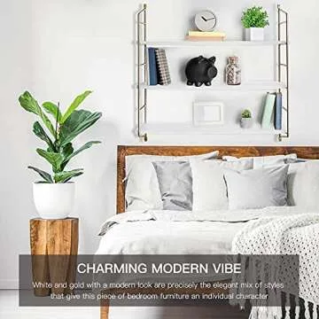 BOLUO Gold Wall Shelf Bathroom Shelves - Bedroom Kitchen Living Room Modern Book Shelf Floating Shelves 24 inch (610-G)