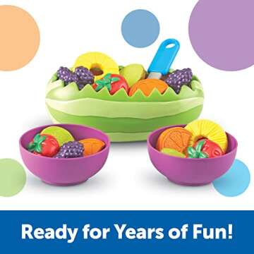 Learning Resources New Sprouts Fresh Fruit Salad Set - 18 Pieces, Ages 18+ Months Pretend Play Food for Toddlers, Preschool Learning Toys, Kitchen Play Toys for Kids
