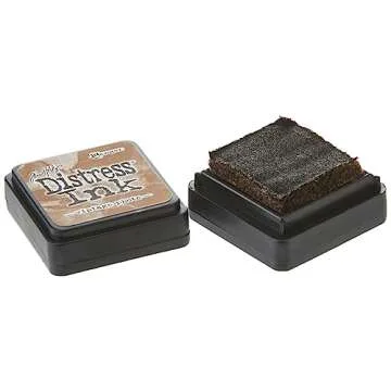 Ranger THoltz Ink Set 3 Tim Holtz Distress InkSet, Mini (Four 1x1 inch Pads), Antique Linen, Vintage Photo, Walnut Stain, and Black Soot, 4 Count