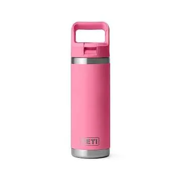 YETI Rambler 18 oz Bottle, Vacuum Insulated, Stainless Steel with Straw Cap, Harbor Pink