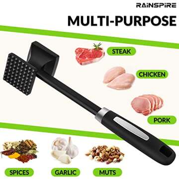 Rainspire Heavy Duty Meat Tenderizer Hammer for Perfect Meat