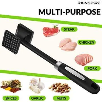Rainspire Heavy Duty Meat Tenderizer Hammer for Perfect Meat