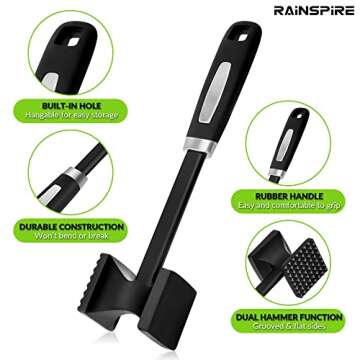 Rainspire Heavy Duty Meat Tenderizer Hammer for Perfect Meat