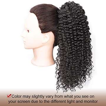 Vigorous Drawstring Curly Ponytail Extension for African Women Short Afro Kinky Ponytail Extension.(1B)