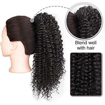 Vigorous Drawstring Curly Ponytail Extension for African Women Short Afro Kinky Ponytail Extension.(1B)