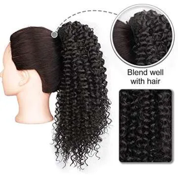 Vigorous Drawstring Curly Ponytail Extension for African Women Short Afro Kinky Ponytail Extension.(1B)