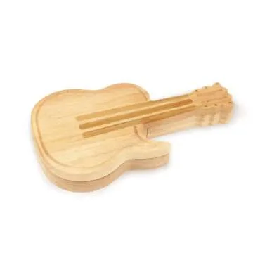 TOSCANA - a Picnic Time brand Guitar Cheese Board & Knife Set, Novelty Charcuterie Board Set with Cheese Knifes, Cheese Boards Charcuterie Boards, Serving Platter, (Bamboo)