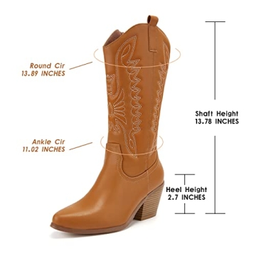 Trendy TINSTREE Embroidered Cowboy Boots for Ladies