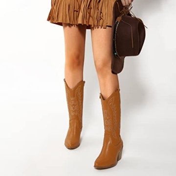 Trendy TINSTREE Embroidered Cowboy Boots for Ladies