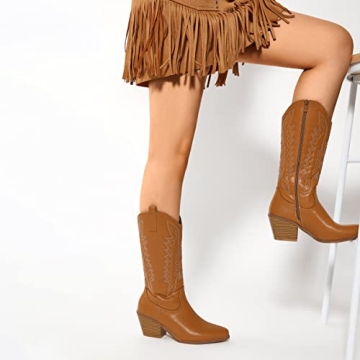 Trendy TINSTREE Embroidered Cowboy Boots for Ladies
