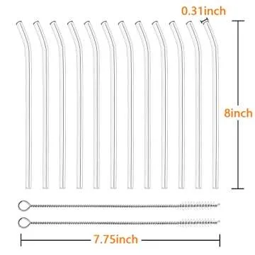 12 Pack Reusable Glass Straws - Stylish and Eco-Friendly Drinking Straws