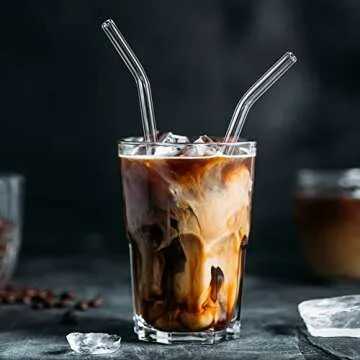 Durable 12 Pack Reusable Glass Straws for Sipping