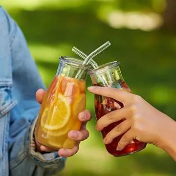 Durable 12 Pack Reusable Glass Straws for Sipping