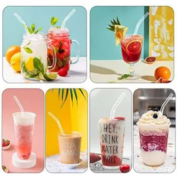 Durable 12 Pack Reusable Glass Straws for Sipping