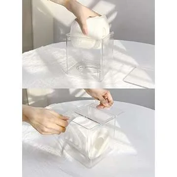 Clear Roll Tissue Box Holder with Cover Facial Tissue Dispenser Box Case for Countertop,Clear Plastic Dryer Sheet Container Napkin Organizer for Bathroom Kitchen Home,Square
